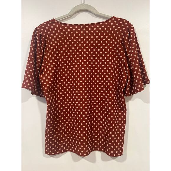 Women’s Ann Taylor Factory Polka Dot Blouse M Brown - Picture 3 of 5